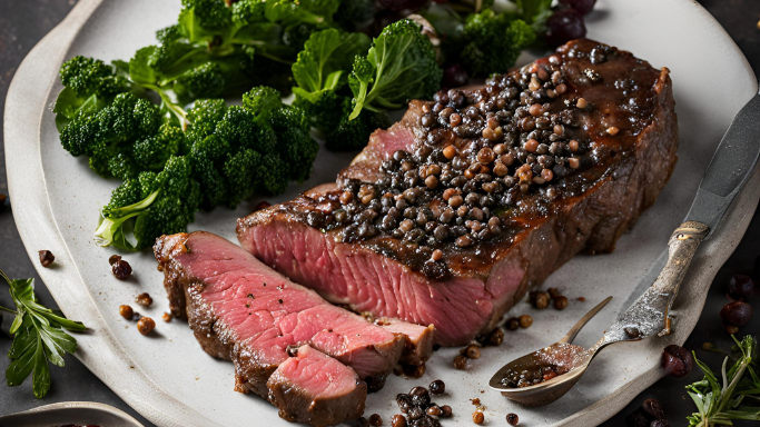 Peppercorn Salted Steak with Red Wine