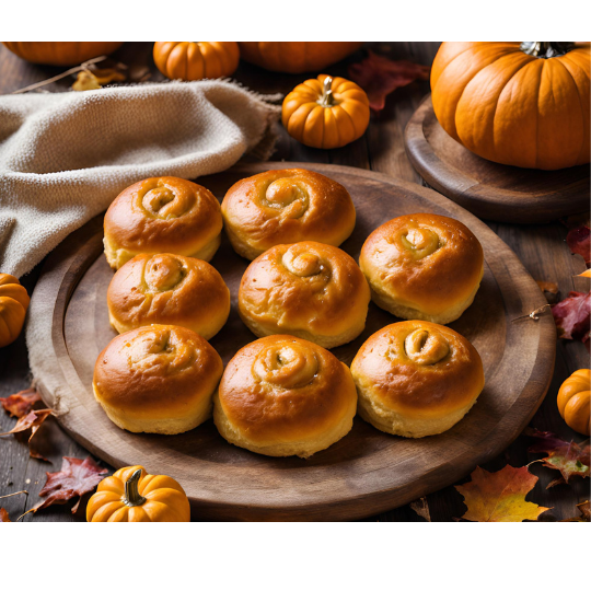 Fluffy Pumpkin Dinner Rolls with Black Lava Salt