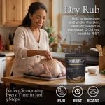 Dry rub method: rub, rest, roast