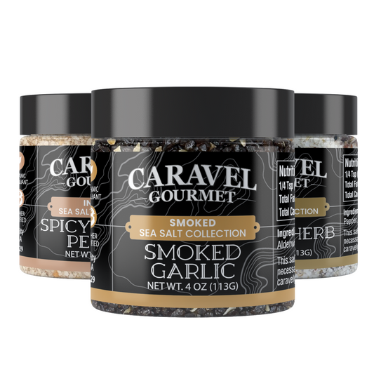 Garlic Salt Gift Pack, Garlic Herb, Smoked Garlic, Spicy Garlic Pepper Sea Salt, 4 oz Jar 3-Pack