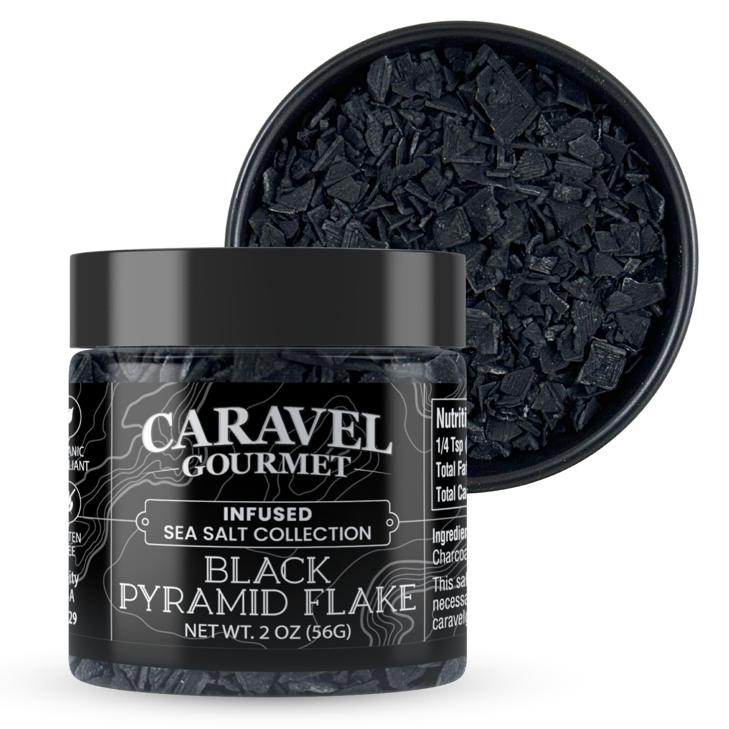 Black Pyramid Flake Sea Salt - 2 oz Jar