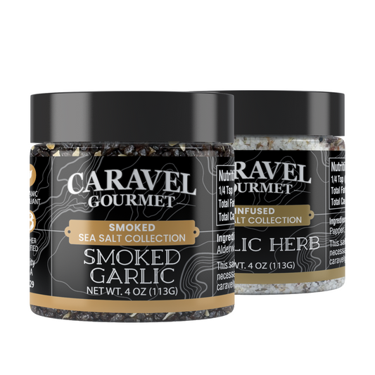 Garlic Salt Gift Pack, Garlic Herb and Smoked Garlic Sea Salt, 4 oz Jar 2-Pack